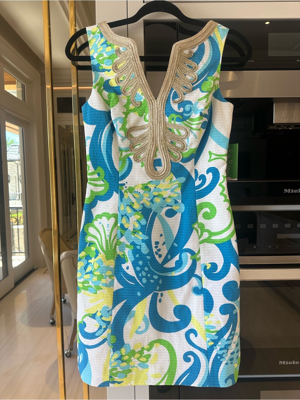 Lilly Pulitzer NWT Janice Resort White Crystal Cost Shift Gold Soutache Dress 00 - Picture 2 of 12